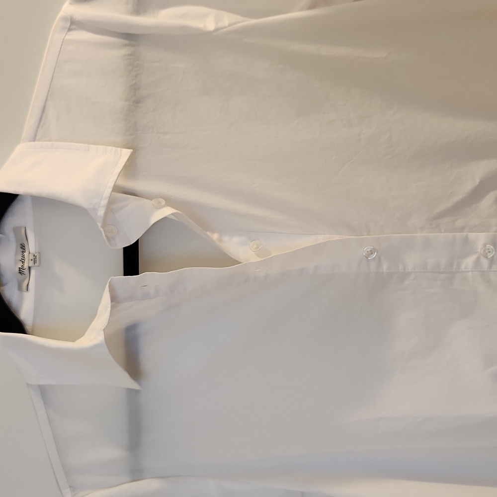 Madewell Button-Front Mini Shirtdress in Poplin White Color Size S New No Tag - Picture 10 of 16